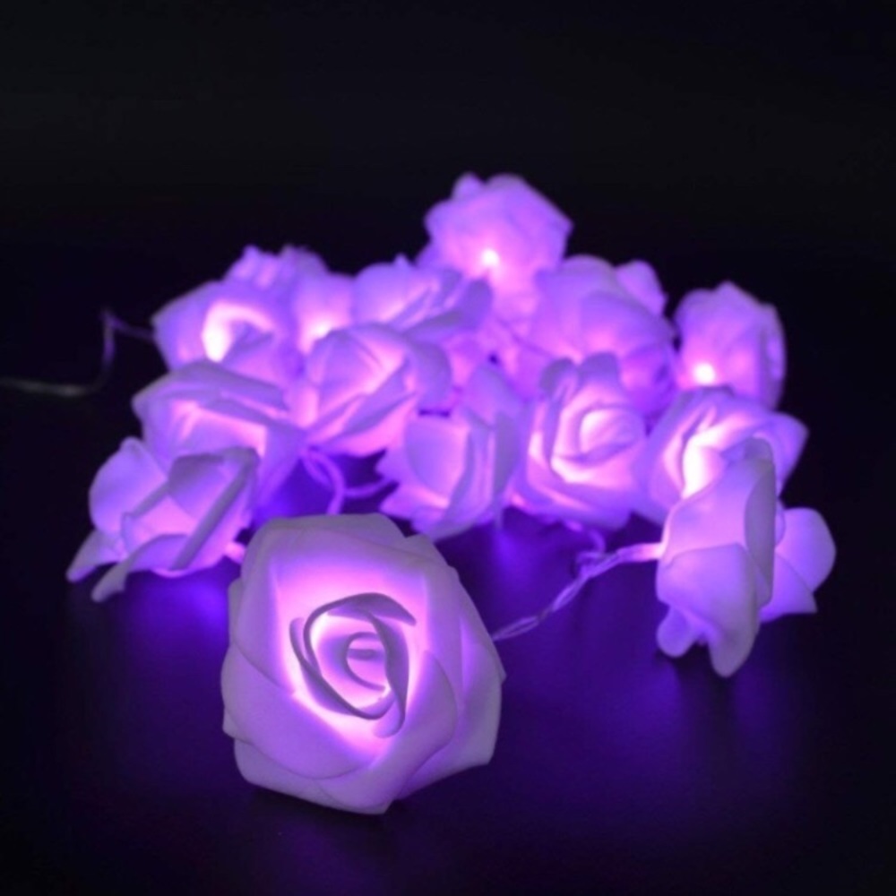 3x Sets of Purple Rose String Lights